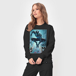 Костюм хлопковый женский Spider-man neon glow, цвет: черный — фото 2