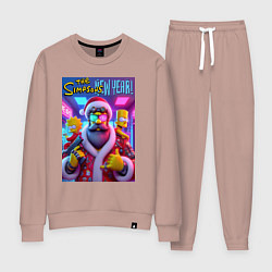 Костюм хлопковый женский Simpsons new year - ai art fantasy, цвет: пыльно-розовый