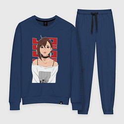 Костюм хлопковый женский Дандадан: Момо, цвет: тёмно-синий