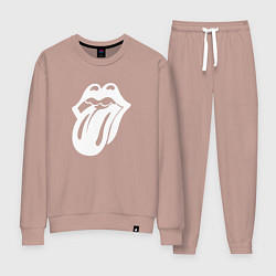 Костюм хлопковый женский Rolling Stones - white logo, цвет: пыльно-розовый