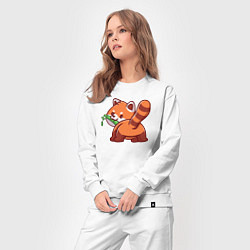 Костюм хлопковый женский Игривая красная панда, цвет: белый — фото 2