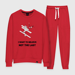 Костюм хлопковый женский Орбитальная станция мир, цвет: красный