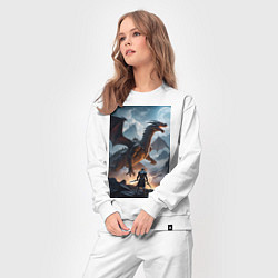 Костюм хлопковый женский Сражение с драконом, цвет: белый — фото 2