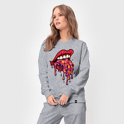 Костюм хлопковый женский Crazy lips, цвет: меланж — фото 2
