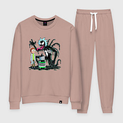 Костюм хлопковый женский Morty and Rick-Venom - ai art fantasy, цвет: пыльно-розовый