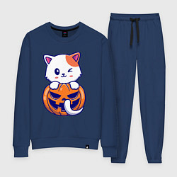 Костюм хлопковый женский Halloween meow, цвет: тёмно-синий