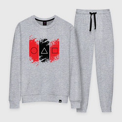 Костюм хлопковый женский Squid game logos, цвет: меланж