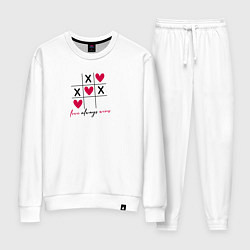 Костюм хлопковый женский Любовь всегда побеждает - крестики-нолики, но с се, цвет: белый