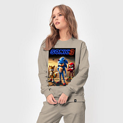 Костюм хлопковый женский Sonic and his team - movie, цвет: миндальный — фото 2