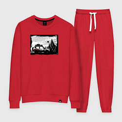 Костюм хлопковый женский Дикая страна, цвет: красный