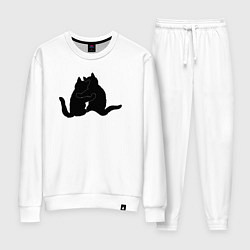 Костюм хлопковый женский Кошачьи объятия, цвет: белый