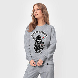 Костюм хлопковый женский Sons of anarchy - логотип, цвет: меланж — фото 2