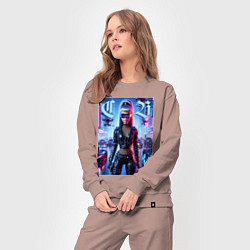 Костюм хлопковый женский Cyber girl Barbie - neon glow, цвет: пыльно-розовый — фото 2