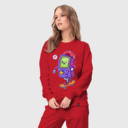 Костюм хлопковый женский Tetris skater, цвет: красный — фото 2