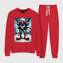 Костюм хлопковый женский Ежик Шедоу в коридоре, цвет: красный