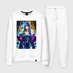 Костюм хлопковый женский Девушка поп идол, цвет: белый