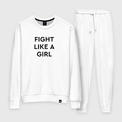 Костюм хлопковый женский Fight like a girl, цвет: белый