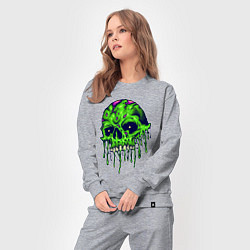 Костюм хлопковый женский Green skull, цвет: меланж — фото 2
