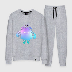 Костюм хлопковый женский Monster cartoon blue purple, цвет: меланж