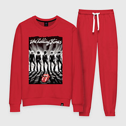 Костюм хлопковый женский Молодые Роллинги со спины - восход солнца, цвет: красный