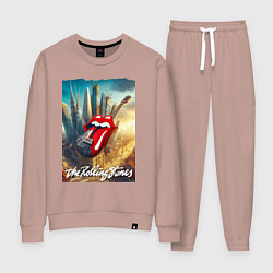 Костюм хлопковый женский Rolling Stones - logo-guitar, цвет: пыльно-розовый