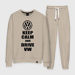 Костюм хлопковый женский Keep Calm & Drive VW, цвет: миндальный