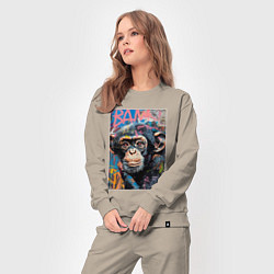 Костюм хлопковый женский Graffiti monkey, цвет: миндальный — фото 2