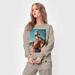 Костюм хлопковый женский Donald Duck-Trump on a Florida beach, цвет: миндальный — фото 2