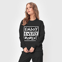 Костюм хлопковый женский Наслаждаться каждым моментом, цвет: черный — фото 2