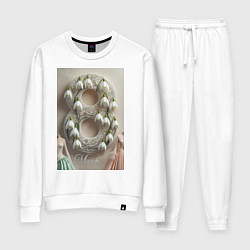 Костюм хлопковый женский Ландыши девушкам на 8 марта, цвет: белый