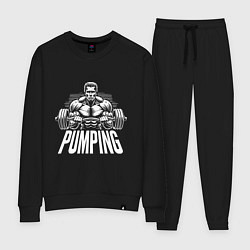 Костюм хлопковый женский Арнольд Шварценеггер - качалка, цвет: черный