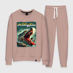 Костюм хлопковый женский Rolling Stones - wolfs mouth, цвет: пыльно-розовый