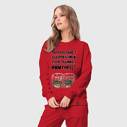 Костюм хлопковый женский Поднимай иммунитет, цвет: красный — фото 2
