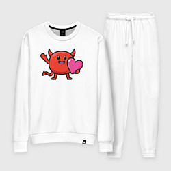 Костюм хлопковый женский Дьяволёнок с сердцем, цвет: белый