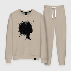 Костюм хлопковый женский Girl flowers, цвет: миндальный