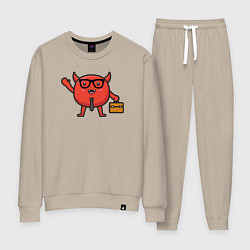 Костюм хлопковый женский Офисный дьяволёнок, цвет: миндальный