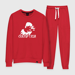 Костюм хлопковый женский Сектор газа белый трафарет, цвет: красный