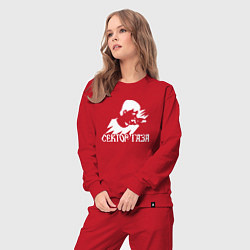 Костюм хлопковый женский Сектор газа белый трафарет, цвет: красный — фото 2