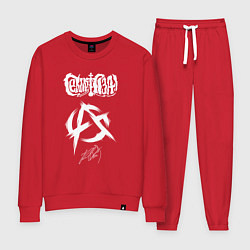 Костюм хлопковый женский Сектор газа белый лого анархия, цвет: красный