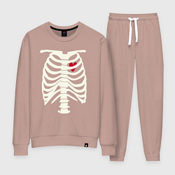 Костюм хлопковый женский Сердце в скелете, цвет: пыльно-розовый