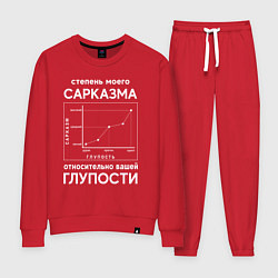 Костюм хлопковый женский График сарказма, цвет: красный