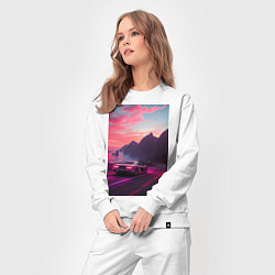 Костюм хлопковый женский Суперкар едет к океану, цвет: белый — фото 2