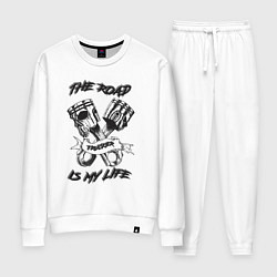 Костюм хлопковый женский Дорога это моя жизнь, цвет: белый