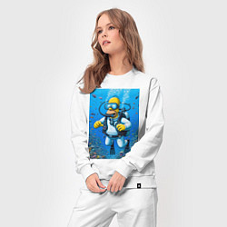 Костюм хлопковый женский Homer diving - ai art fantasy, цвет: белый — фото 2