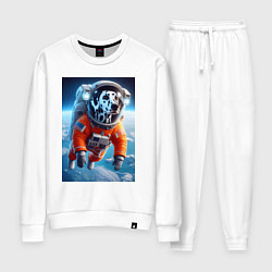 Костюм хлопковый женский Далматинец бравый космонавт - нейроарт фантазия, цвет: белый