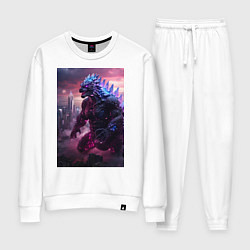 Женский костюм Годзилла посреди мегаполиса