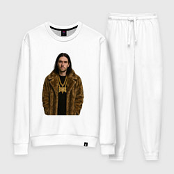 Костюм хлопковый женский Bones в шубе, цвет: белый