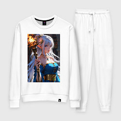 Костюм хлопковый женский Прекрасная эльфийка-маг с шаром огня, цвет: белый