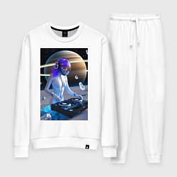 Костюм хлопковый женский Девушка космо DJ с сатурном, цвет: белый