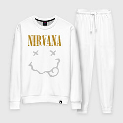 Костюм хлопковый женский Нирвана рок музыка, цвет: белый